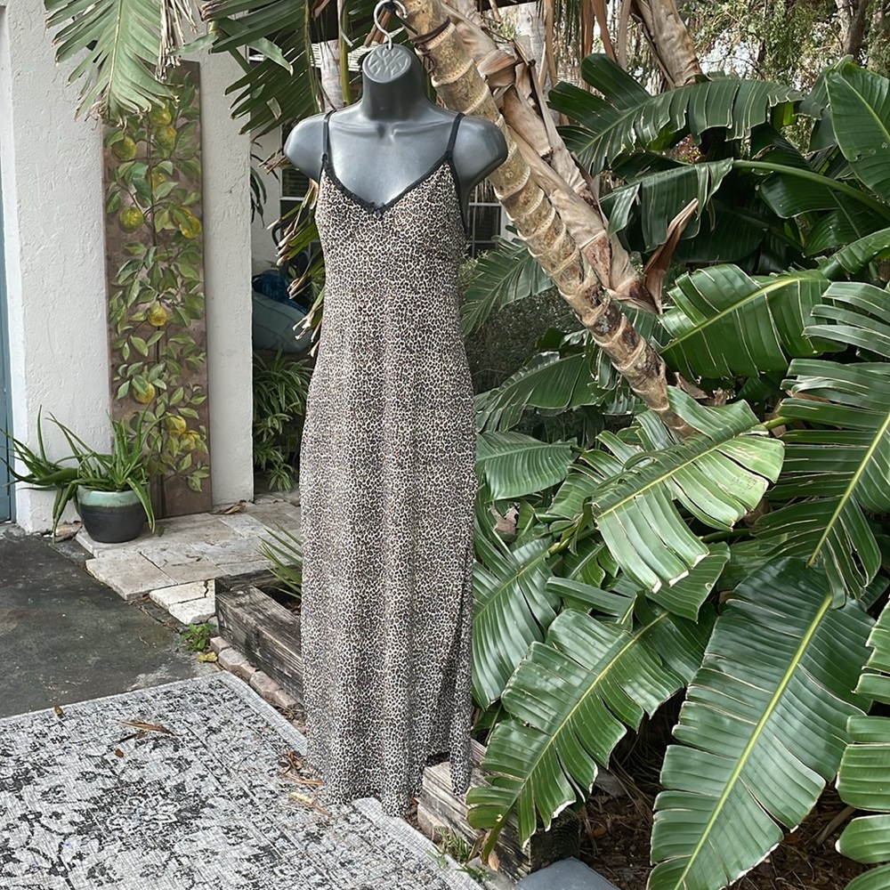 leopard print velvet slip dress